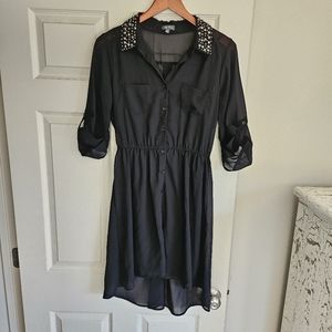 Lily Rose M Shirt Dress Gem Collar w/Slip Excellent Condition